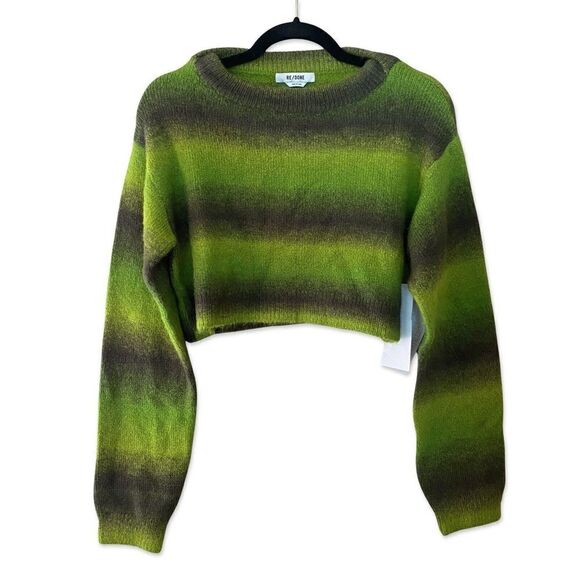 Re/Done Cropped Striped Knit Sweater Ombre Space Dye Wool Alpaca Sz S $395 NWT - Picture 7 of 10